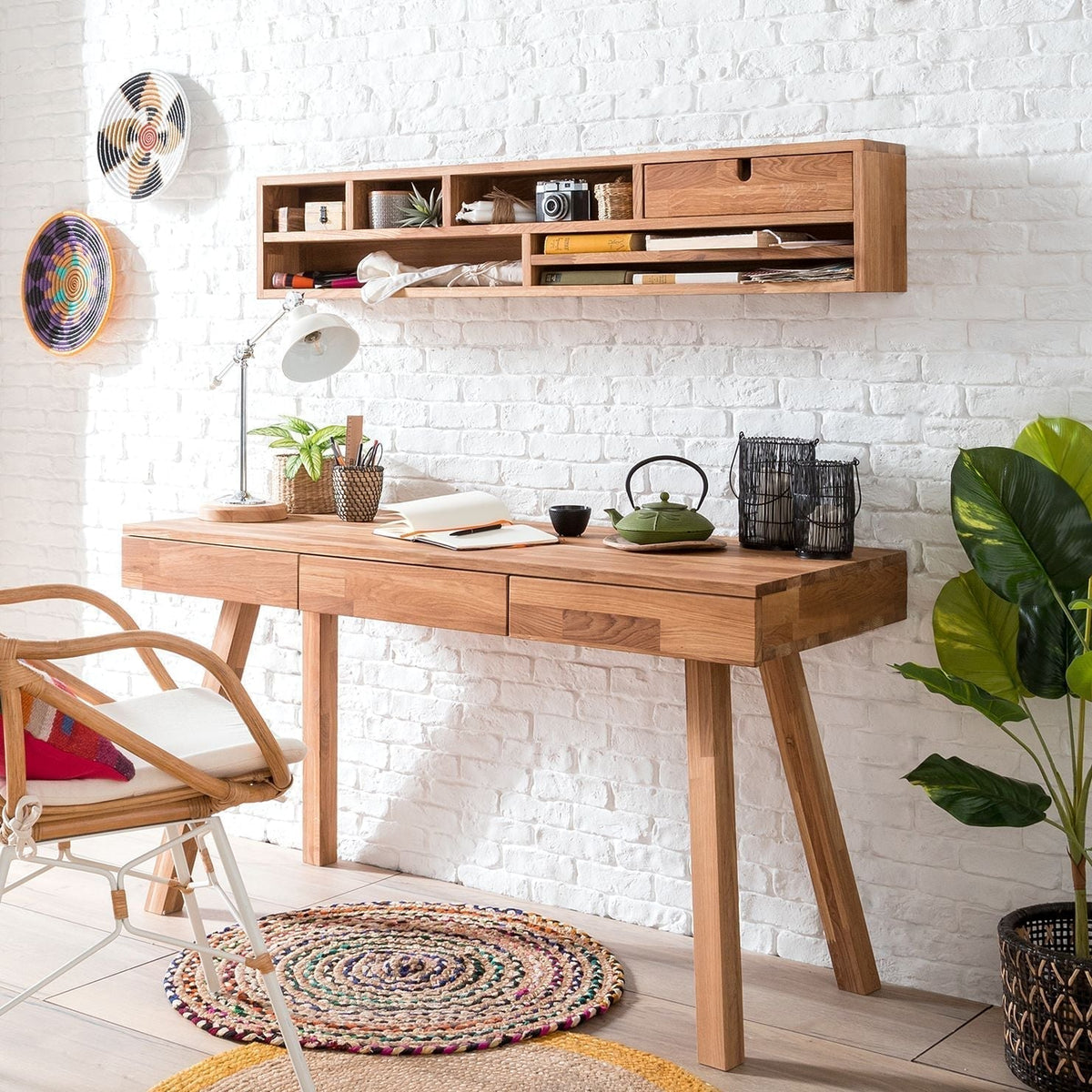 NordicStory Escritorio Madera Maciza Roble Escandinavo