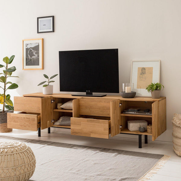 Mueble de TV de madera maciza de roble Wardi | NordicStory