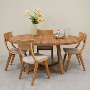 Pack de 2 o 4 Sillas de Comedor de Madera Maciza de Roble Lucas, tapizado Gris o Beige | NordicStory