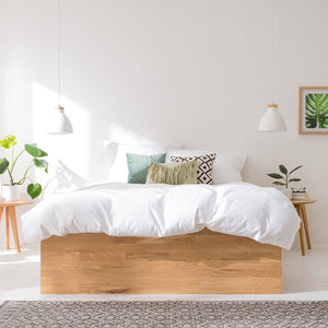 Cama con almacenaje de madera maciza de roble Sofia | NordicStory