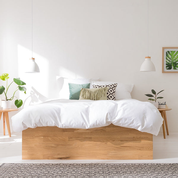 Cama con almacenaje de madera maciza de roble Sofia | NordicStory