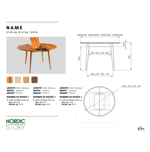NordicStory Mesa extensible de comedor de madera maciza de roble Escandi 4