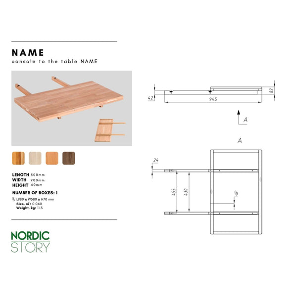 NordicStory Hoja de extension adicional para mesa de comedor Mauritz 1