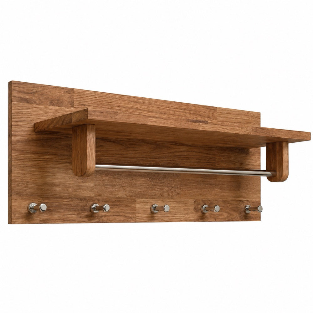 Perchero de pared de madera maciza de roble Litet | NordicStory