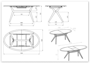 NordicStory Mesa extensible de comedor de madera maciza de roble Carmen
