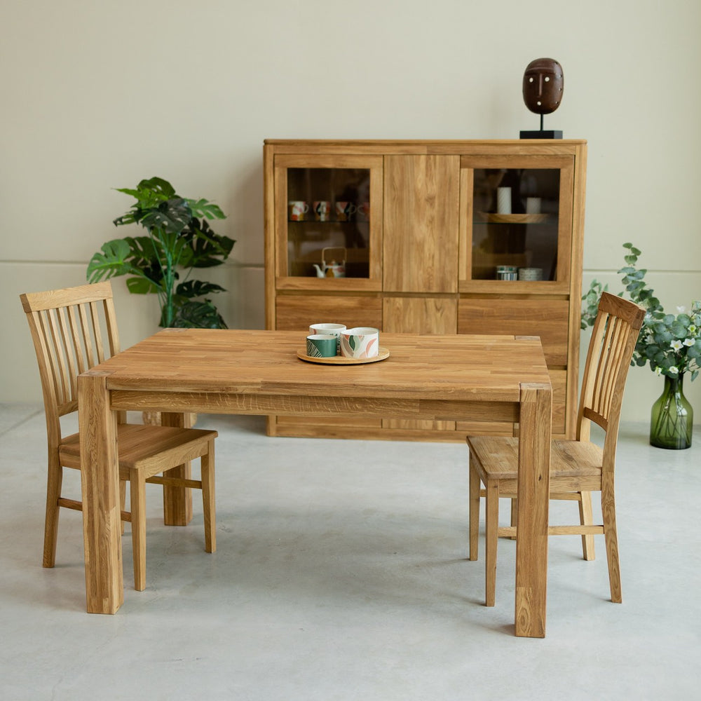 Mesa extensible de comedor de madera maciza de roble sostenible