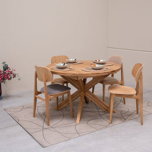 Mesa de comedor redonda y extensible de madera maciza de roble Holger | NordicStory