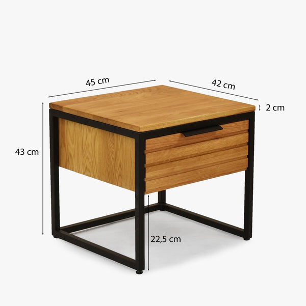 Mesita de noche de madera maciza de roble Runa | NordicStory