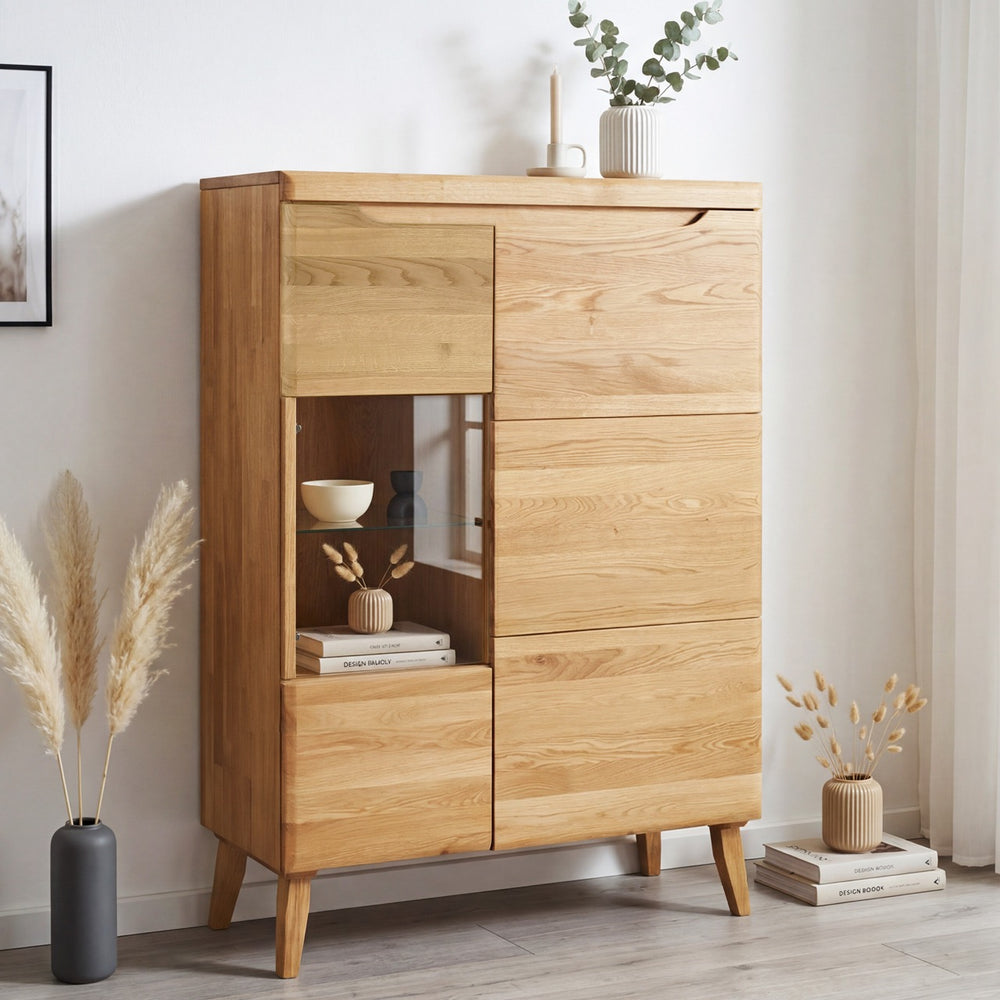 Armario Vitrina de madera maciza de roble Milan 3 | NordicStory