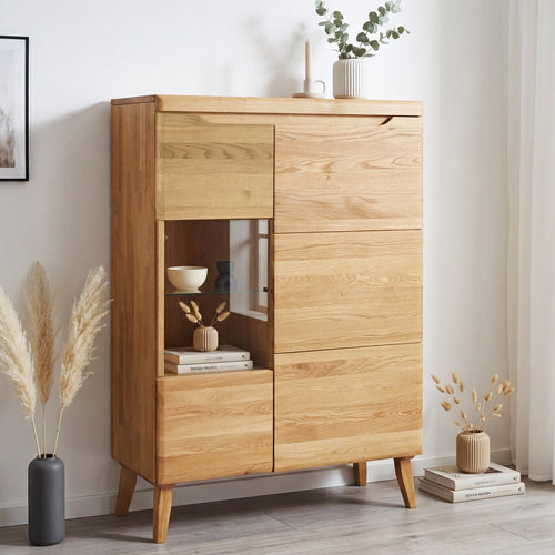 Armario Vitrina de madera maciza de roble Milan 3 | NordicStory