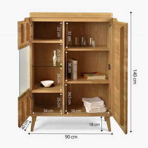 Armario Vitrina de madera maciza de roble Milan 3 | NordicStory