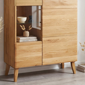 Armario Vitrina de madera maciza de roble Milan 3 | NordicStory