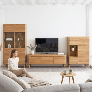 Armario Vitrina de madera maciza de roble Milan 3 | NordicStory