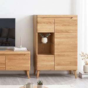 Armario Vitrina de madera maciza de roble Milan 3 | NordicStory