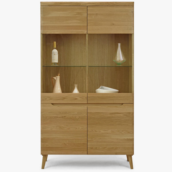 Armario Vitrina de madera maciza de roble Milan 2 | NordicStory