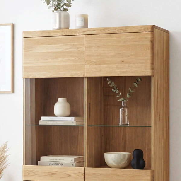 Armario Vitrina de madera maciza de roble Milan 2 | NordicStory