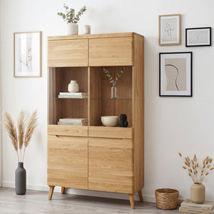Armario Vitrina de madera maciza de roble Milan 2 | NordicStory