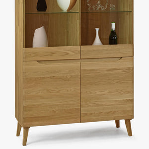 Armario Vitrina de madera maciza de roble Milan 2 | NordicStory
