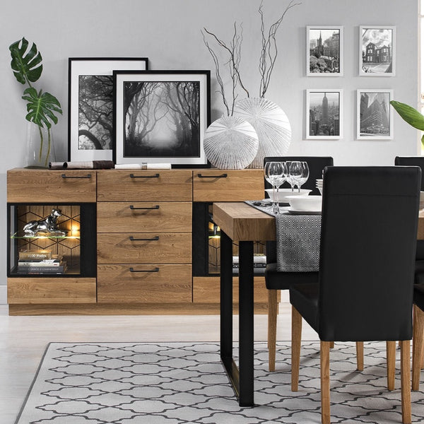 LoftStory Mesa de comedor extensible con patas de metal diseno nordico industrial