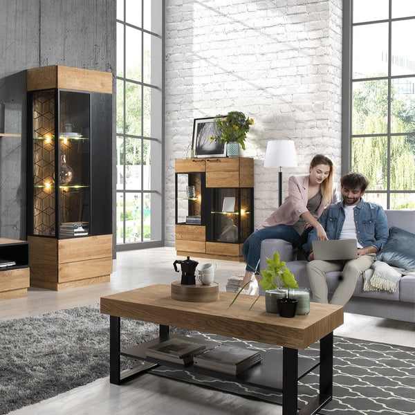 LoftStory Vitrina de madera de roble diseno industrial nordico